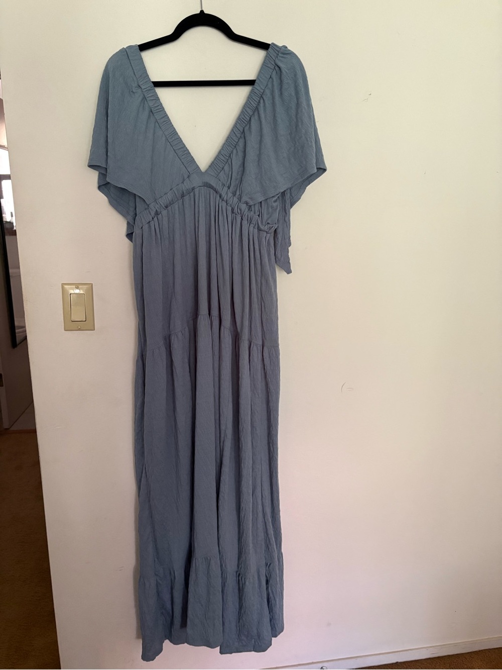 Free People Dusty Blue V-Neck Maxi Dress